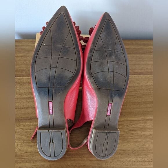 Isaac Mizrahi Red Coral Floral Jewel Embellished Pointy Toe Slingbacks 7 - Picture 8 of 12